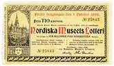 Lottsedel för Nordiska museets lotteri 1898
