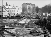 Börjegårdarna under byggnation, Börjegatan, Uppsala 1936