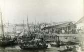 Blå slussen i Stockholm före ombyggnaden 1850.