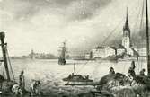 Riddarholmsfjärden och Riddarholmen på 1860-talet.