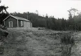 Ångermanland, Trysunda. Platsen för den enda bortröjda minkfarmen, som tillhörde Ludvig Lundström. Byggnaden till vänster är fryshuset för fodret. Det ska nu byggas om till sommarstuga.