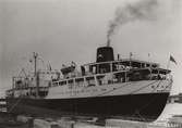 Foto i svartvitt visande tankmotorfartyget 