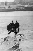 Ubåten Makrillen trimmad för att ladda torpeder i Haraldmagasinet i aktern, år 1967