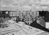 Byggen av flerbostadshus, kvarteret Grim, Luthagen, Uppsala 1944
