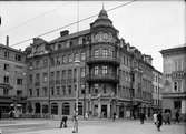 Strandbergska huset vid Stora torget, Uppsala 1945