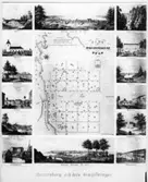 Karta med F A Zettergrens teckningar,  Vänersborg