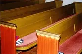Upphärads sn, kyrkan kyrkorummet. Kyrkbänkar tagits bort i samband med ombyggnad av kykan feb 2000