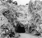 Wargöns AB.

Från kvartsbrottet i Fröskog 1956.
Tunnel i berget till bilarnas lastplats.