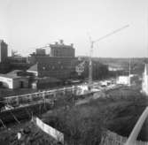 Wargöns AB. Byggnation av PM 5 1959-60. Foto och påförd text av dåvarande ritkontorschefen Ragnar Söderberg.