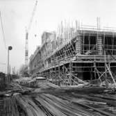 Wargöns AB. Byggnation av PM 5 1959-60. Foto och påförd text av dåvarande ritkontorschefen Ragnar Söderberg.