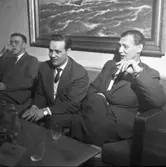 Wargöns AB. Byggnation av PM 5 1959-60. Foto och påförd text av dåvarande ritkontorschefen Ragnar Söderberg.

På Hemgården med SIAB i samband med att nya pappersbruket och PM 5 står klart.