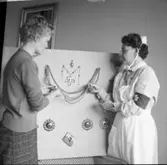 Amanuens Dymling och syster Betsy ordnar montrar på lasarettet  Vänersborg.