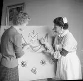 Amanuens Dymling och syster Betsy ordnar montrar på lasarettet  Vänersborg.