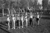 Bågskyttar i Lindome bågskytteklubb, år 1985. 