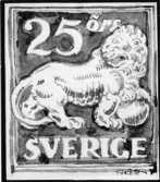 Förslagsskiss till 1920 års utgåva av frimärkena 