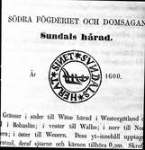 Sundals härads sigill år 1600.