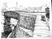 Akvedukten Håverud. Teckning av Ferdinand Boberg