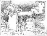 Bäckefors   Bäcke. Spikhammare. Teckning av Ferdinand Boberg