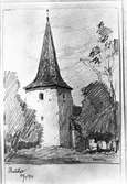 Bolstads kyrka. Teckning Ferdinand Boberg
