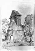 Klockstapeln Brålanda kyrka. Teckning Ferdinand Boberg
