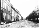 Kungsgatan vid kyrkoplantaget omkring 1870.  Vänersborg