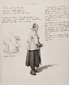 Morakulla. Akvarell av J.G Sandberg med texter och detalj av tröja