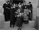 Grupp med sjuksköterskor och prinsessan Sibylla, sannolikt vid Akademiska sjukhuset, Uppsala 1935
