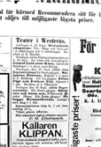 Teaterannons, Västerås. Införd i Västmanlands läns tidning 1880.