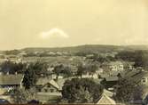 Vy från Krokshallsberget åt öster med gamla rådhuset till vänster på1880-talet.