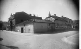 Lilla Brogatan x Hallbergsgatan med kvarteret Morpheus i mellanplanet år 1928.