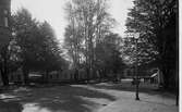 Åsbogatan mot väster x Allégatan med Sparbanken t.v. år 1931.