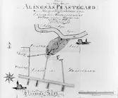 Karta över Alingsås Hälsobrunn 1823.
Originalet finns i Alingsås Museums samlingar.