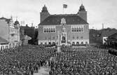 Älvsborgs regemente utanför rådhuset. 1914.