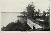 Kronobergs slottsruin, med vy över Helgasjön. 1910-tal.