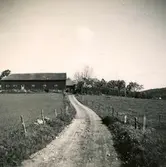 Ekans gård år 1953. Ekenleden skär idag av denna väg. Bakom husen byggdes varuhuset IKEA under 1970-talet.