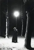 En nattvandrare i Linnéparken, Växjö, ca 1950.