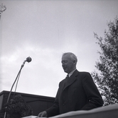 Ernst Wigforss håller tal i Färjestaden. Finansminister 1932-1949 under Per Albin Hansson och Tage Elanders tid.