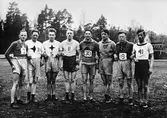 Idrottsföreningen Kamraterna på 1920-talet med bl.a. nr1 Bror Öhrn, nr.4 Konrad Brundin, nr.6 Enar Lindström och nr.7 Torry Larsson.