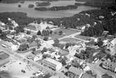 Vy över centrum i Markaryd med sjön i bakgrunden.