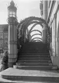 Gustav V:s kungabesök 1924. Rådhustrappan.