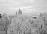 Vy över Uppsala domkyrka 1946