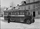 Buss parkerad på Fiskartorget, Västerås.