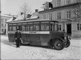 Buss parkerad på Fiskartorget, Västerås.