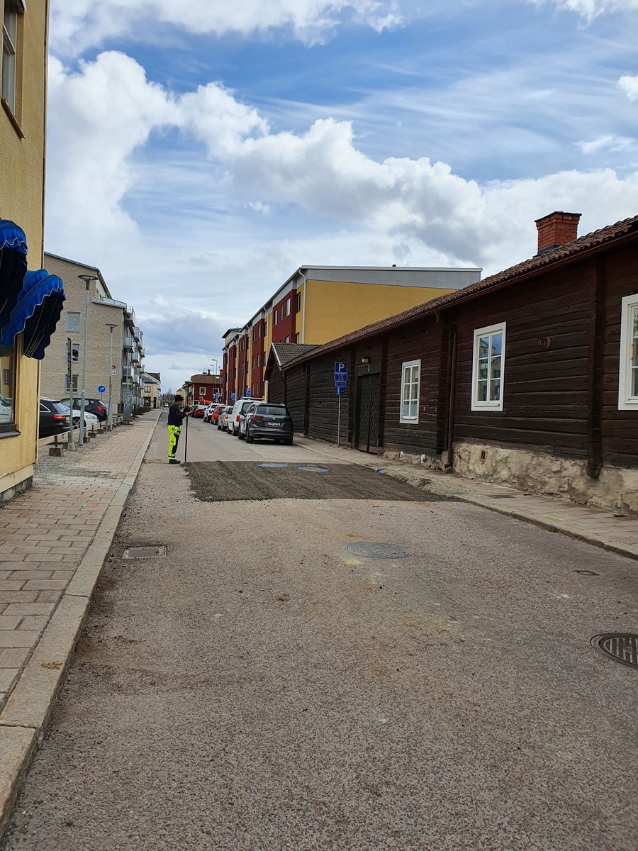 Emelie Svenman, Arkeologisk schaktningsövervakning, Prästtägten Västra Falun.Översikt, igenlagt schakt från nordväst