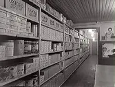 Interiörbild från Helge Nilssons speceributik som låg vid hörnet Borgmästaregatan-Östra Långgatan, Kv Färgaren. Snabbköpet, eller 