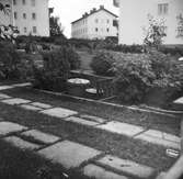Bilder från Samhällsbyggnadsförvaltningen. Förvaring av soptunnor i en trädgård, 40-tal.