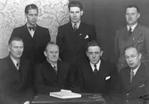 Styrelsen för Textilarbetareförbundet avdelning 61, 1941. Sittande, John Claesson, Arvid Bylander, Nils Svensson, John Lindberg. Stående, Mats Karlsson, Axel Jarnsell, Manne Mathiasson.