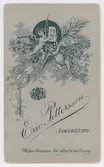 Baksida till visitkort från Eric Pettersson, 1890-tal