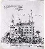 Ritning över Teleborgs slott. Exteriören åt öster.