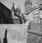 Kampa-ön med Malá Strana tornet i bildens mitt. Prag. Tjeckoslovakien-Ungern-Österrike 1935.